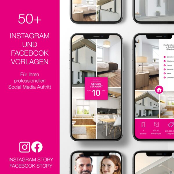 50+ Story-Vorlagen für Instagram und Facebook für Immobilienmakler - hbtimmo.de
