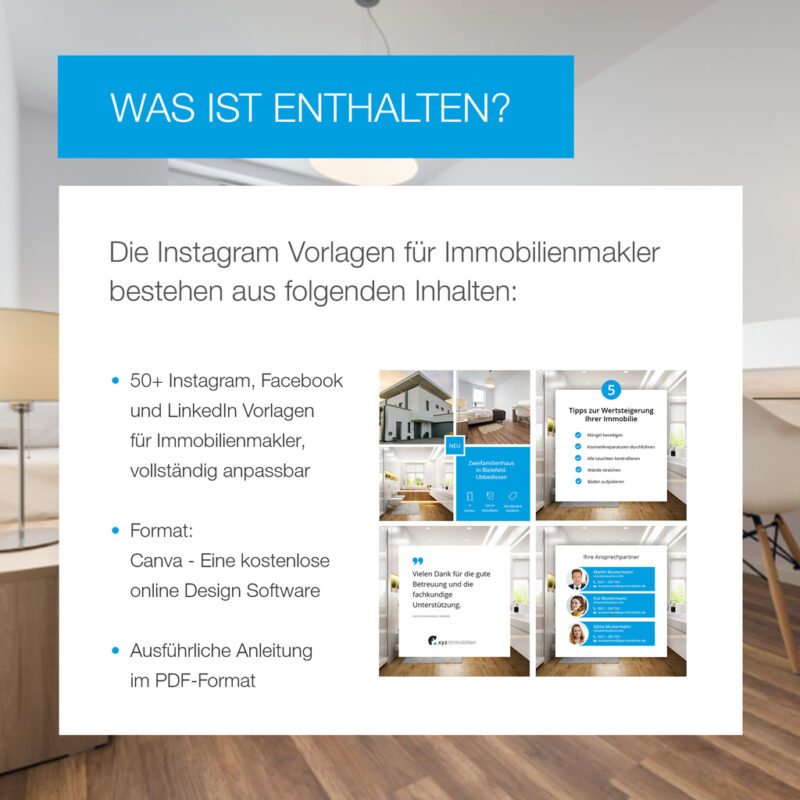 50+ Vorlagen für Instagram, Facebook und LinkedIn Posts für Immobilienmakler - hbtimmo.de