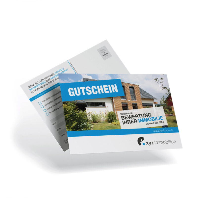 Postkarte DIN A6 Immobilienakquise Motiv Haus für Immobilienbewertung - hbtimmo.de