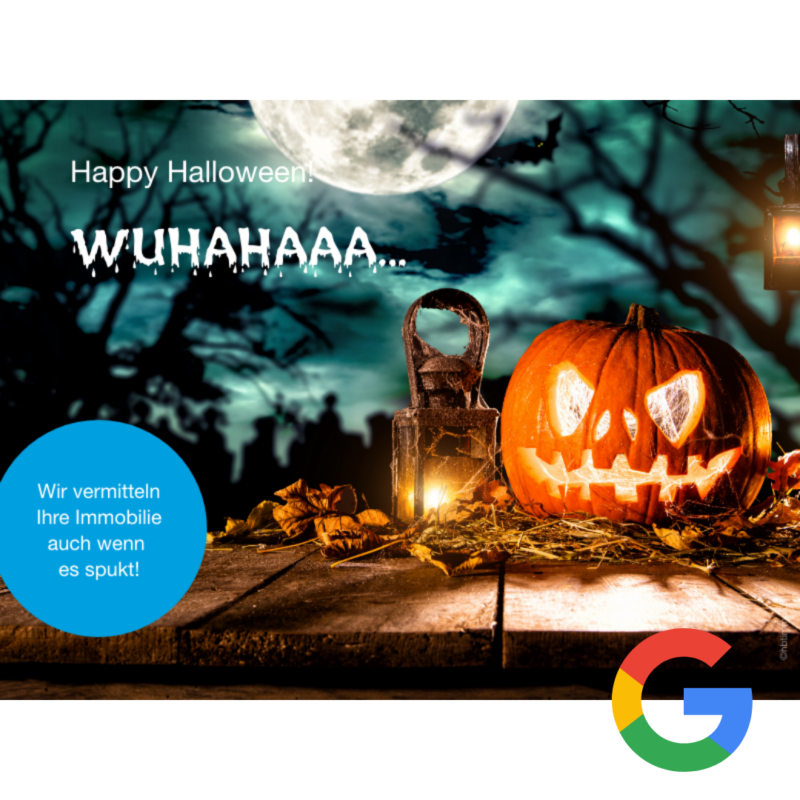 Digitale Akquisemotive - Google für Immobilienmakler, Motiv: Halloween - hbtimmo.de