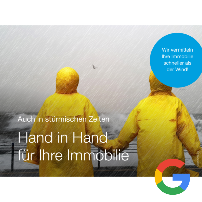 Digitale Akquisemotive - Google für Immobilienmakler, Motiv: Herbst - Hand in Hand - hbtimmo.de