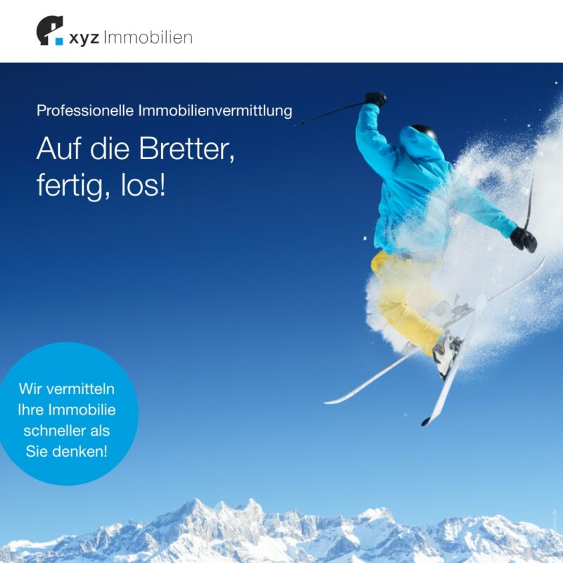Digitale Akquisemotive für Immobilienmakler - Motiv: Skispringer - hbtimmo.de