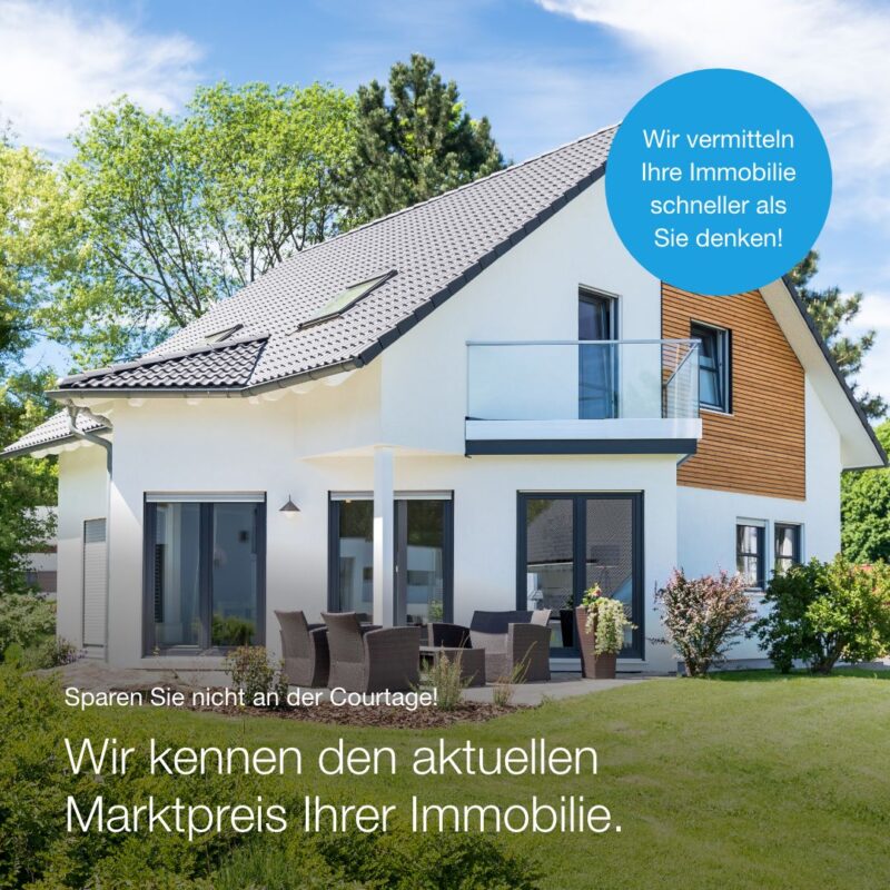 Faltblatt Quadratfalz Privatverkäufer für Immobilienmakler - Akquisemotiv: Marktpreis - hbtimmo.de