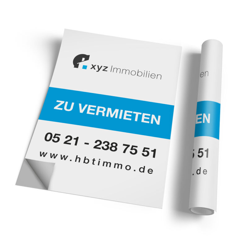 Immoposter Objektvermarktung Haftfolie (hinterglas) für Immobilienvermietung - hbtimmo.de