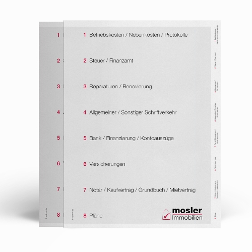 Ordner Registersätzer für Immobilienmakler Mosler Immobilien