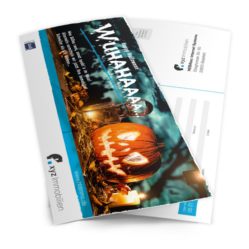 Postkarte DIN lang / Flyer - Immobilienakquise Halloween für Immobilienmakler - hbtimmo.de