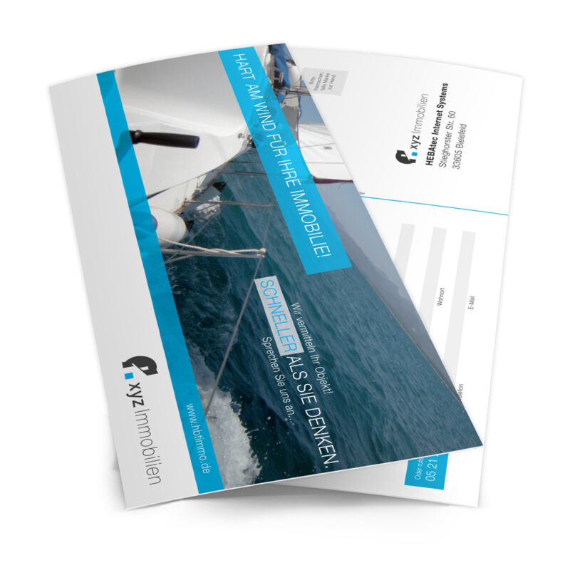 Postkarte DIN lang / Flyer - Immobilienakquise Segelboot für Immobilienmakler - hbtimmo.de