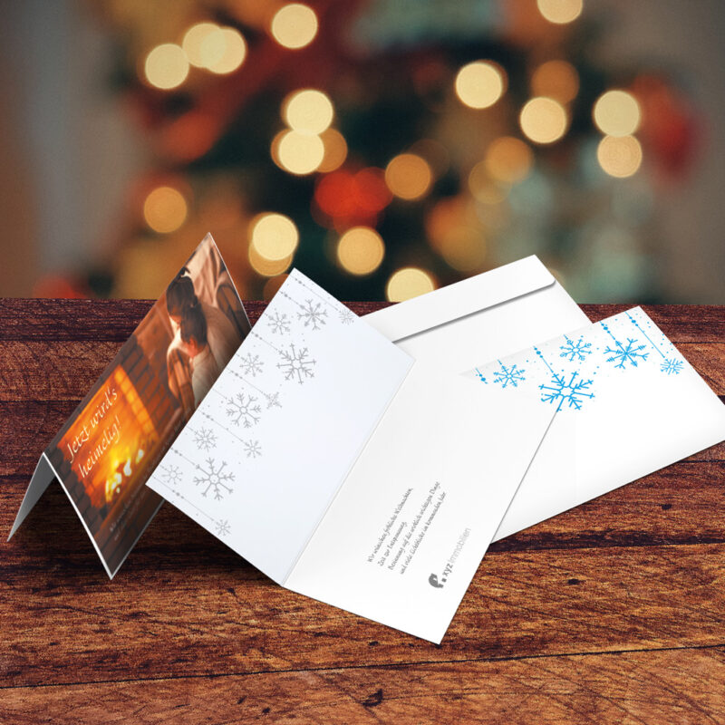 Weihnachtskarte mit Umschlag für Immobilienmakler - hbtimmo.de
