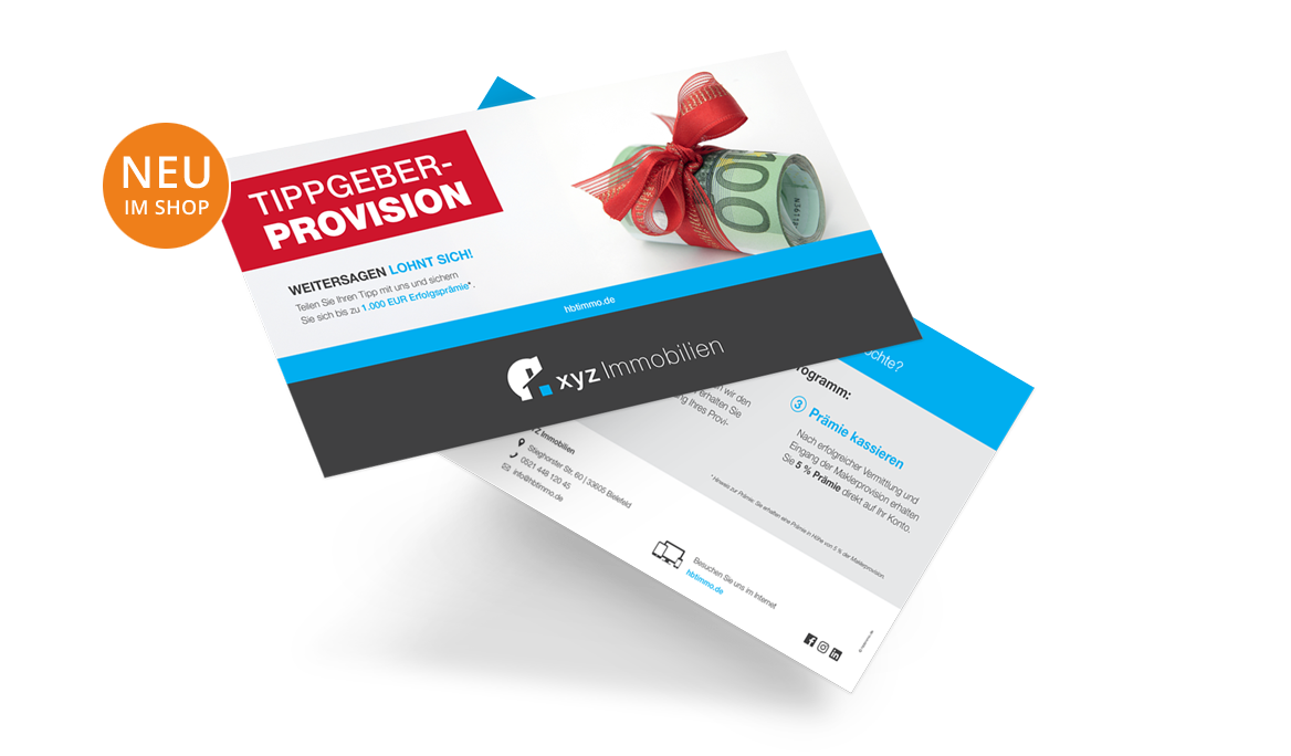 Tippgeberprovision Flyer - NEU im Maklershop hbtimmo.de